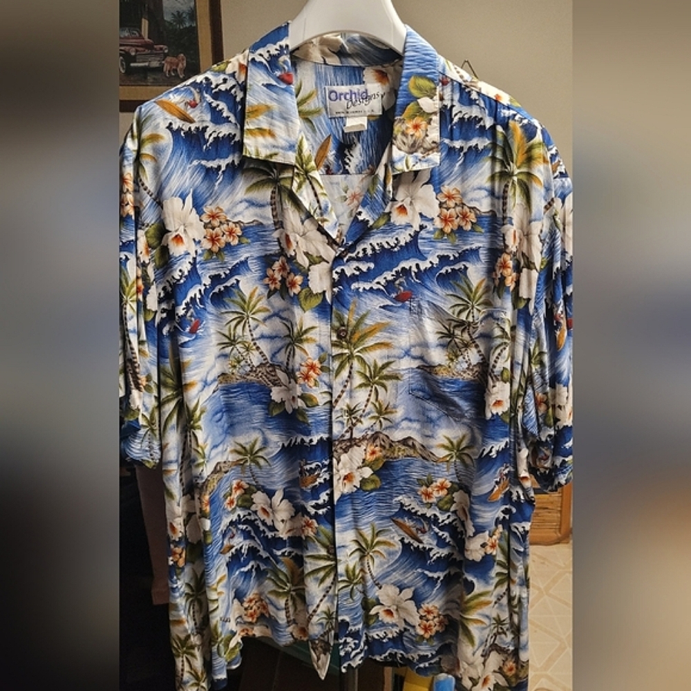 ORCHID DESIGNS patterned Hawaiian shirt 3XL